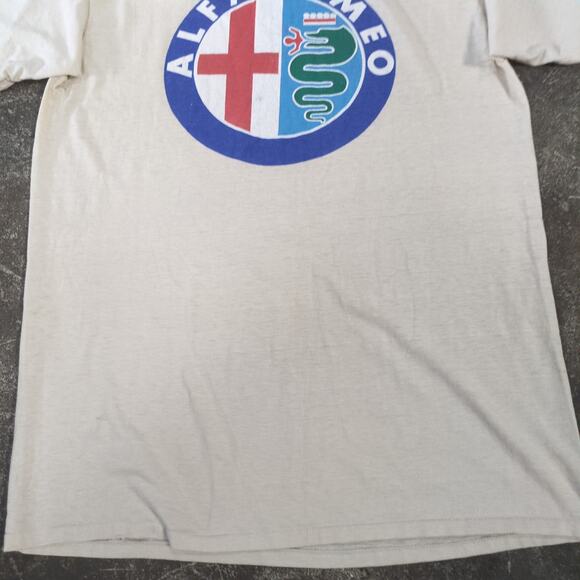 Vintage Alfa Romeo Racing Shirt Mens M White 80s Single Stitch Emblem Auto Cars - Picture 3 of 8